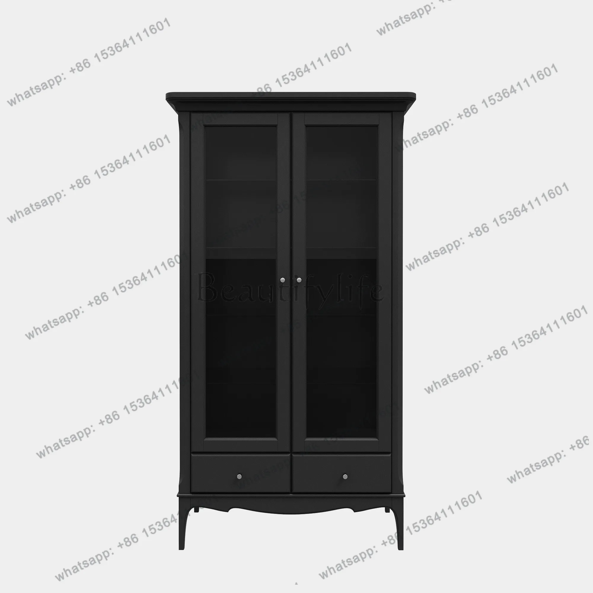 

American solid wood dining side cabinet light luxury modern simple black retro locker