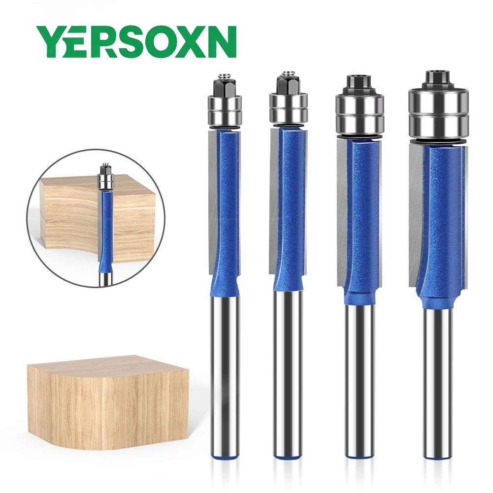 

1PC 1/4" 6mm Shank Top Double Bearing Flush Trim Router Bits Bearing Solid Carbide Milling Cutter for Wood,MDF,Chipboard&Plywood