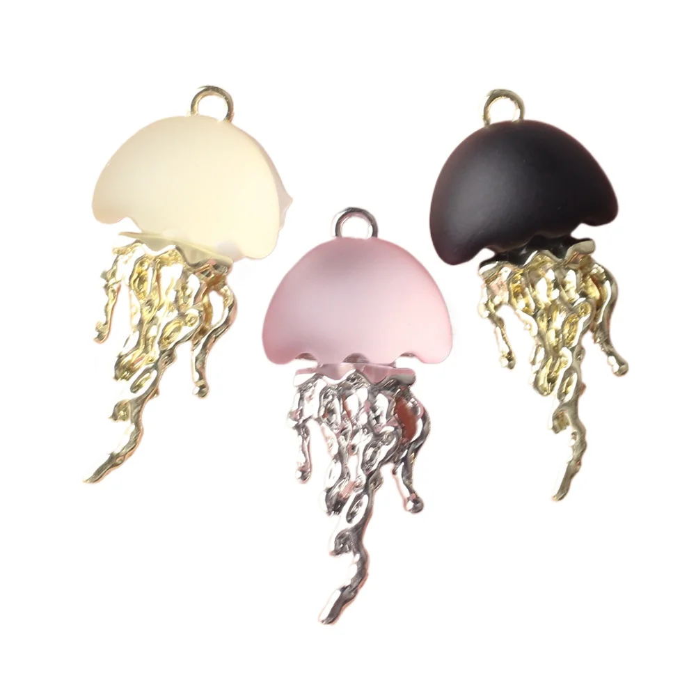 6pcs/lot 12*27MM Zinc Alloy Resin Inlaid Jellyfish Pendant  Charms for Necklace Bracelet Jewelry Marking Diy Accessories