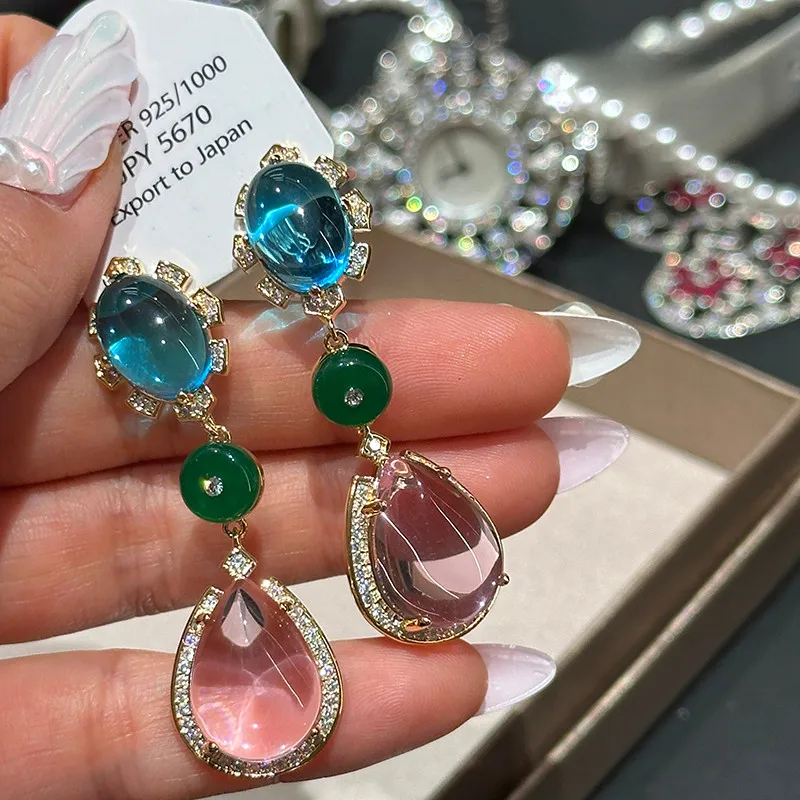 موضة جديدة البيضاوي قطرة الماء شكل أقراط مزاجه طويلة