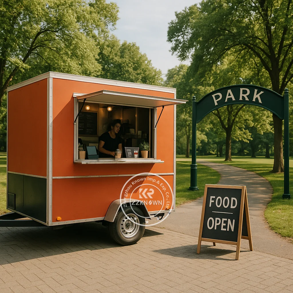 

Mobile Food Truck Trailer Ice Cream Snack Cart Mobile Kitchen Fully Equipped Concession Fast Food Trailer