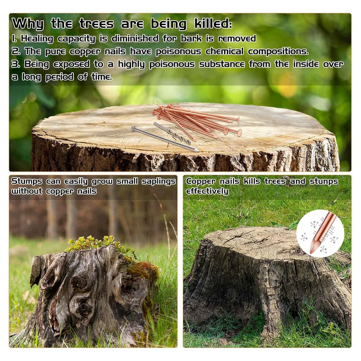 ใหม่ 25 ชิ้นทองแดงเล็บฆ่าต้นไม้, 3.5 นิ้วทองแดงบริสุทธิ์เล็บจํานวนมาก, Stump Removal Spikes ฮาร์ดแวร์เล็บสําหรับต้นไม้