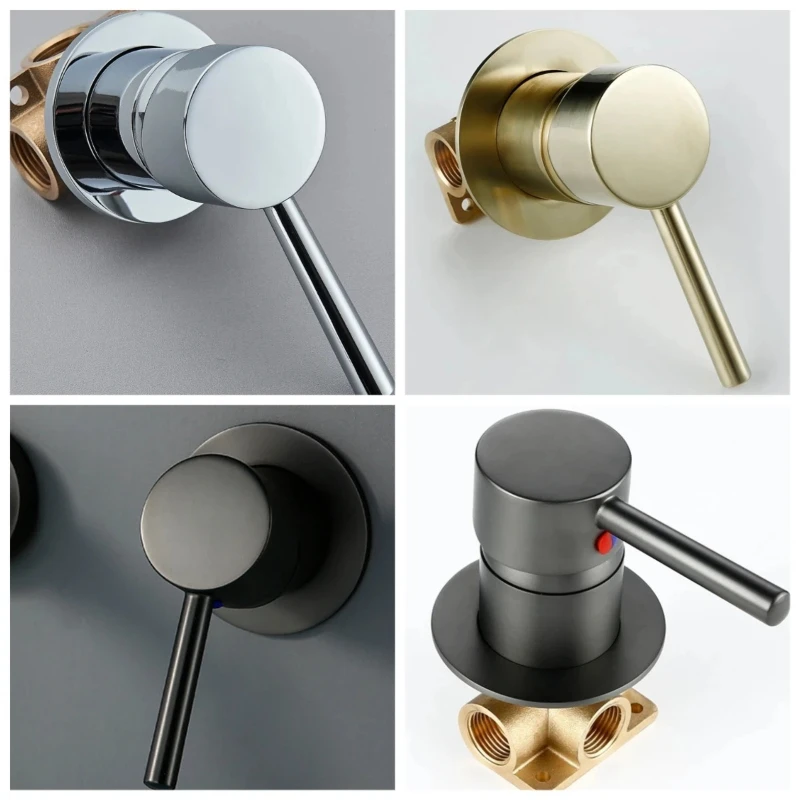 Concealed Faucet Valve Body Switch Wall Mounted Brass Mixer Bathroom Shower Diverter Black Chrome Bifunctional Hot Cold Contral
