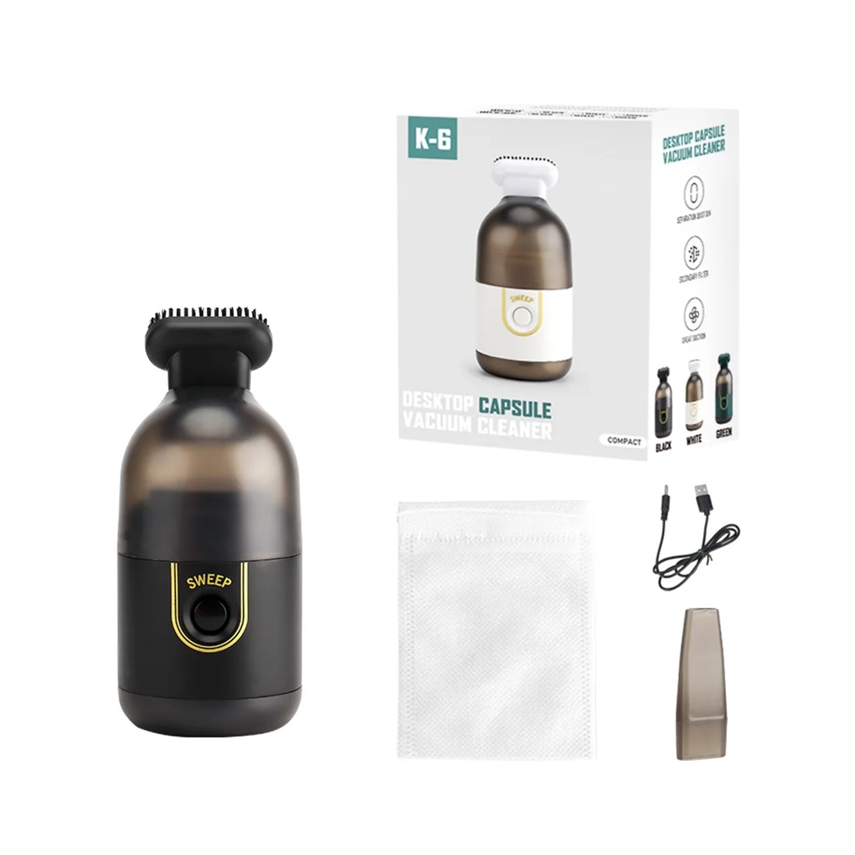 Miniodkurzacz do czyszczenia pulpitu przenośna ręczna maszyna do czyszczenia pojazdu biurowego do domu bezprzewodowa czarna