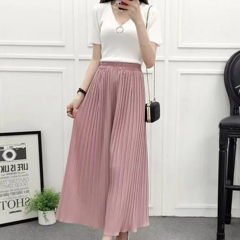 Open-Crotch Pants New Women\'s Pants Solid Color Pleated Wide-Leg Trousers Cropped Casual Pants joggers women