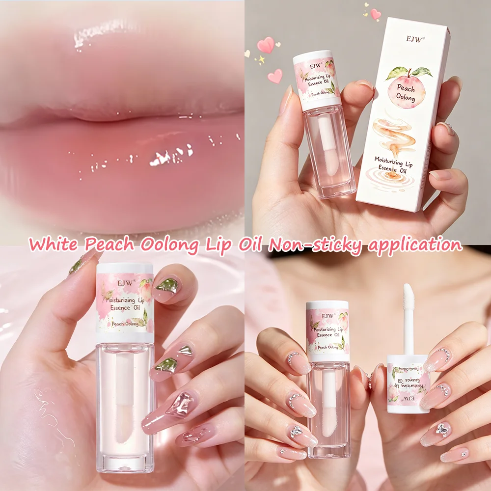 White Peach Honey Lip Oil Moisturizing Soothes Dry Plumping Exfoliating Does Not Fade Big Brush Head Lip Gloss Care Women
