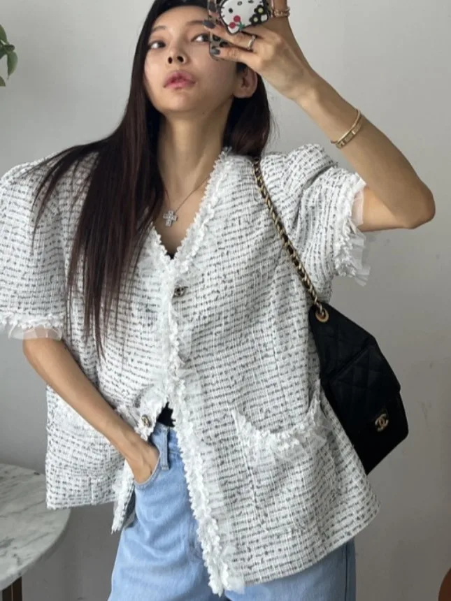 Retro Chic ort Sve Bubble Sve Blouse Dames Zomer Nieuw Design Splicing Kant Patchwork Faionable Pendelen Sle Top