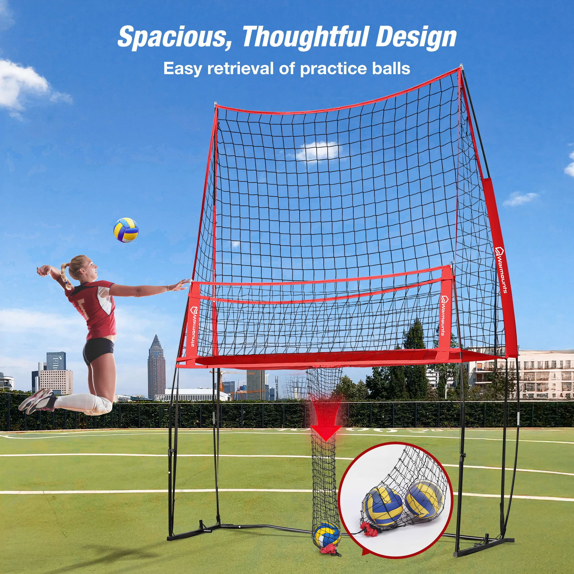 

Волейбольная сетка для тренировок, волейбольное тренировочное оборудование с мячом, регулируемая по высоте волейбольная тренировочная сетка