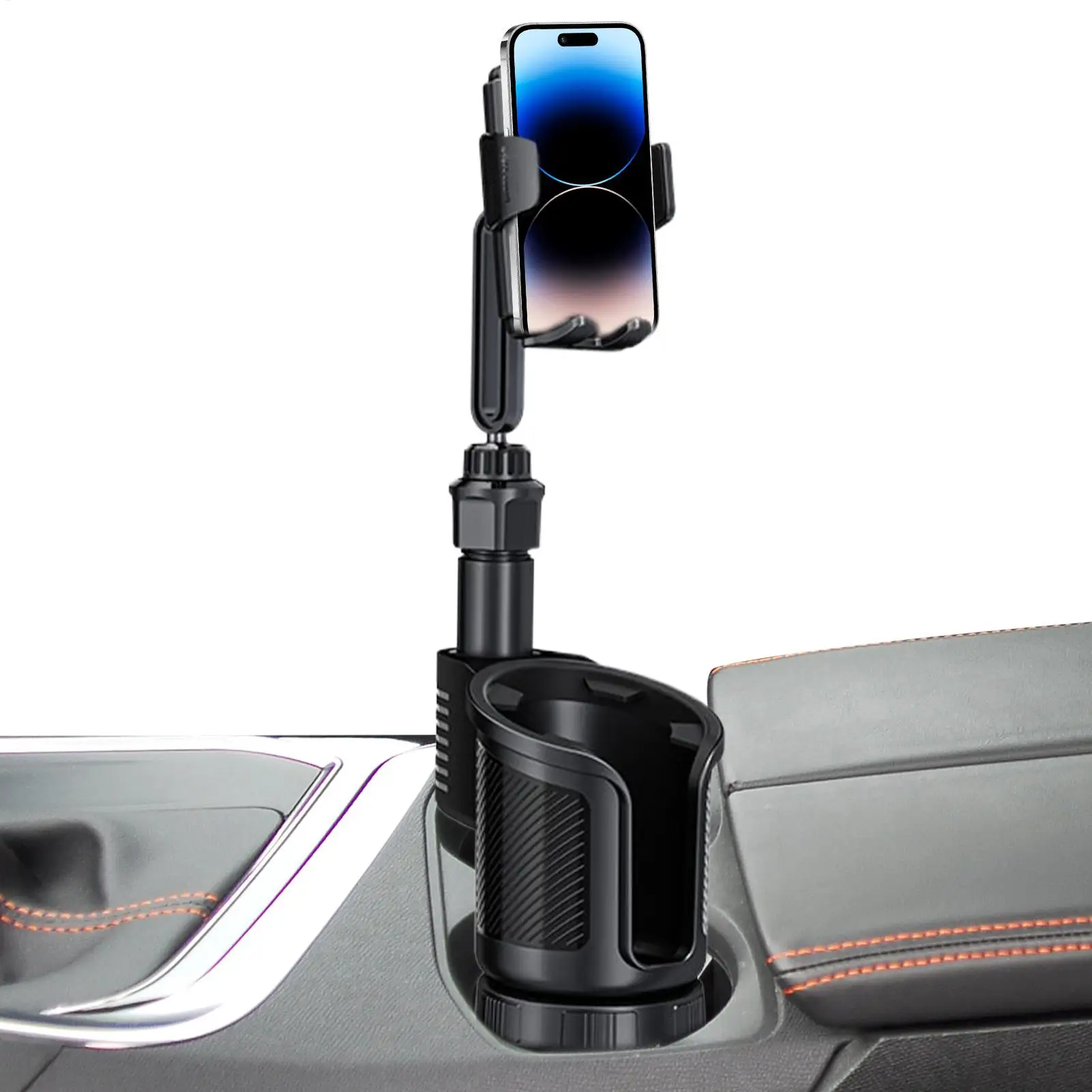 Car Cup Holder Expander 2 In 1 Drink Adapter With Phone Mount 360 Degree Rotation Cup Holder For Vehicle Truck Driving Travel