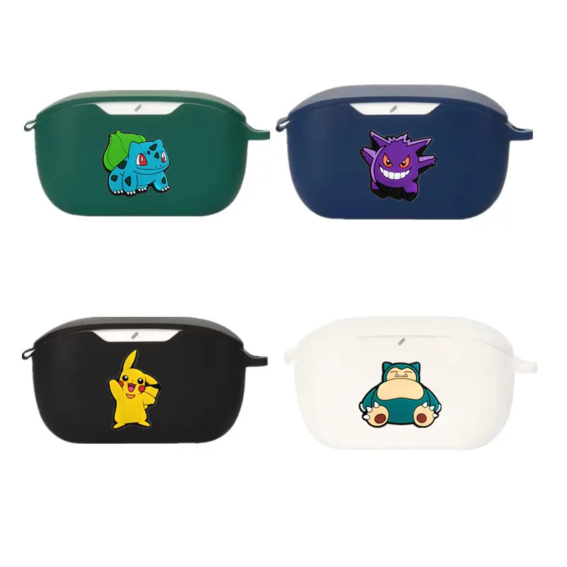 Potdemiel pokemon fone de ouvido caso para jbl onda botões/buds2/100 silicone macio sem fio fones capa protetora com gancho