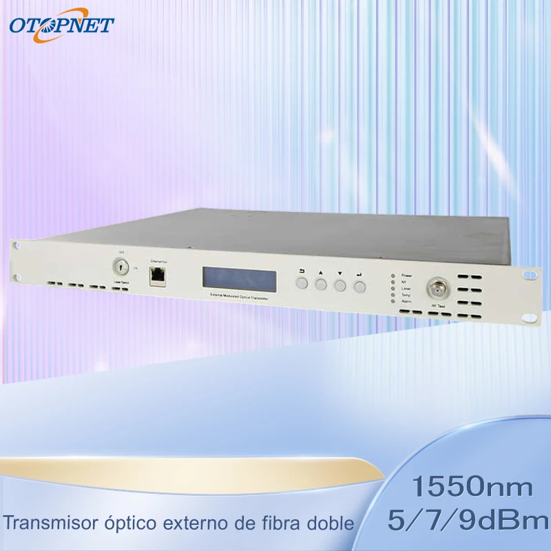 Dual Optical Output External Modulated Optical Transmitter 1550nm 5/7/9dBm 150KM SC/APC 2 Port CATV Optical Transmitter
