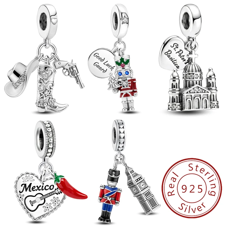 925 Sterling Silber Mode Sentinel Soldat Cowboy Schloss Charm Anhänger für Armbänder DIY Hochwertiger Damenschmuck