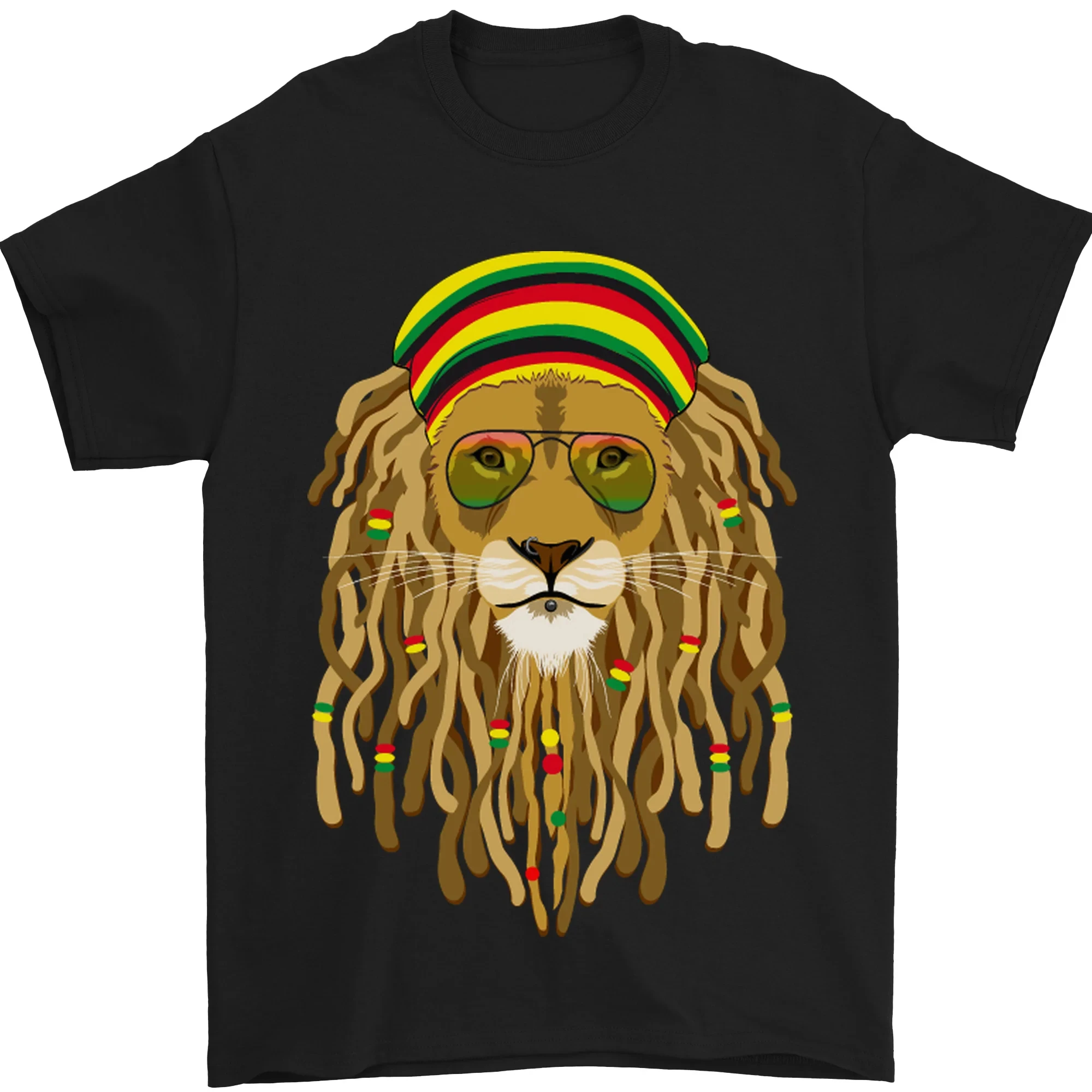 Dreadlock Rasta Lion Mens T-Shirt Summer Tracksuit Harajuku Pullovers O-neck Short-sleeved Breathable Cotton Casual Sportswear