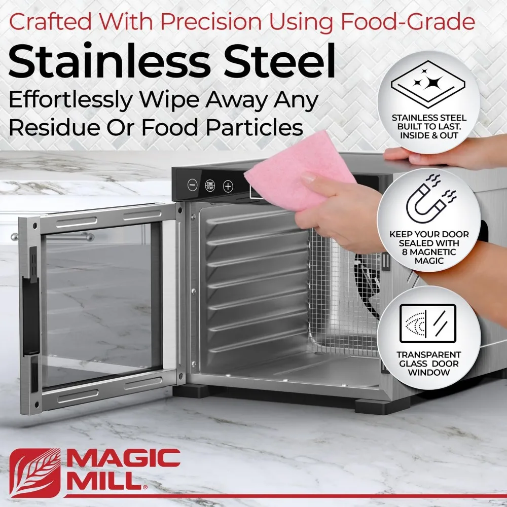 ماكينة تجفيف الطعام ماجيك ميل برو |   7 صواني ستانلس ستيل |   مجفف لمتشنج، يعامل الكلاب، الأعشاب، اللحوم، لحم البقر، الفاكهة
