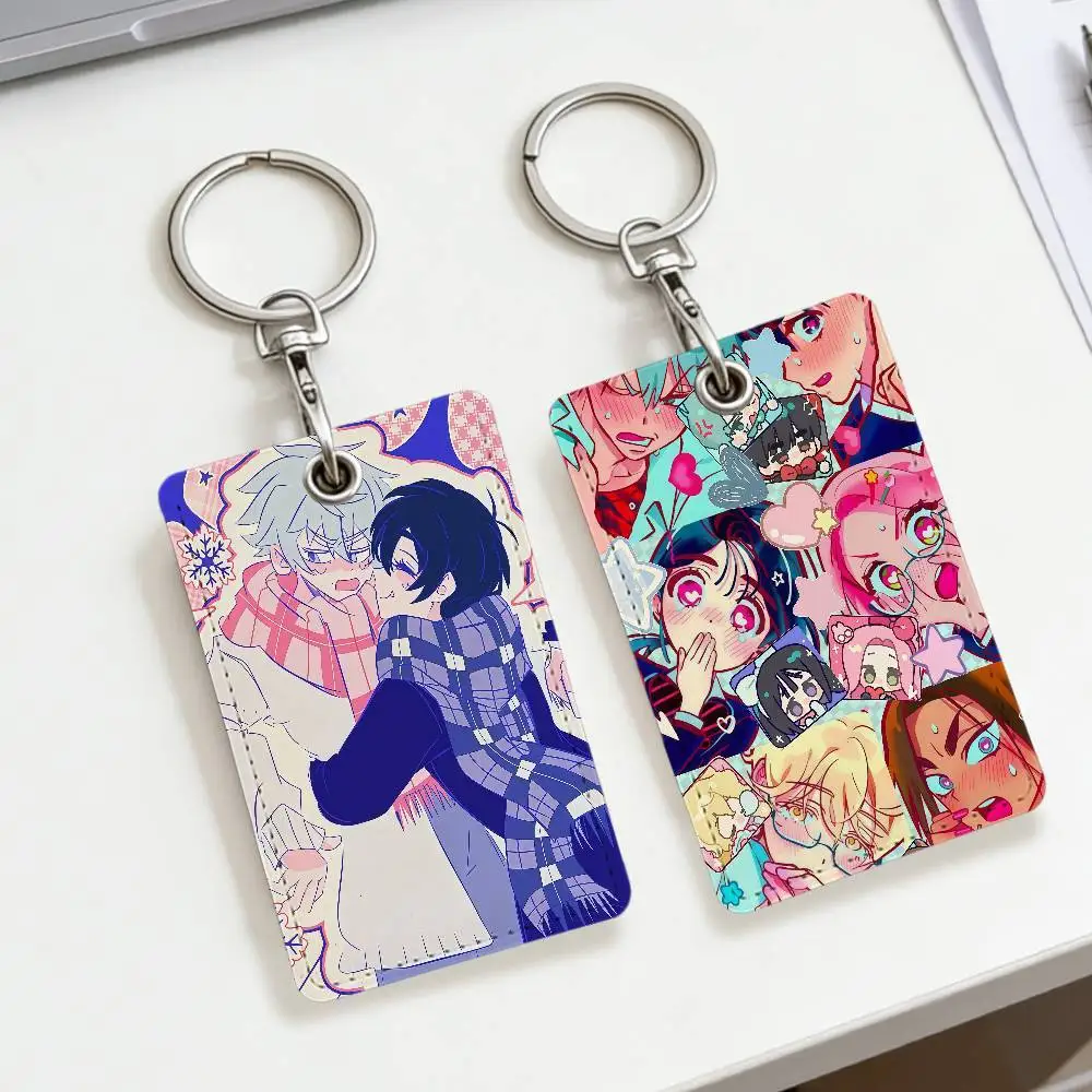 Band A-Alien Cartoon Stage l School rectangular keychain Bus house access card protective cover PU leather ID Best sellers