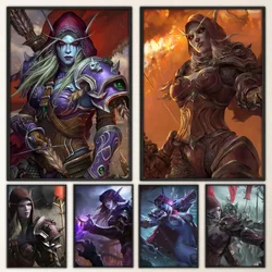 S-Sylvanas W-Warcraft WOW Poster Fancy Wall Sticker for Living Room Bar Vintage Decorative Painting Middle