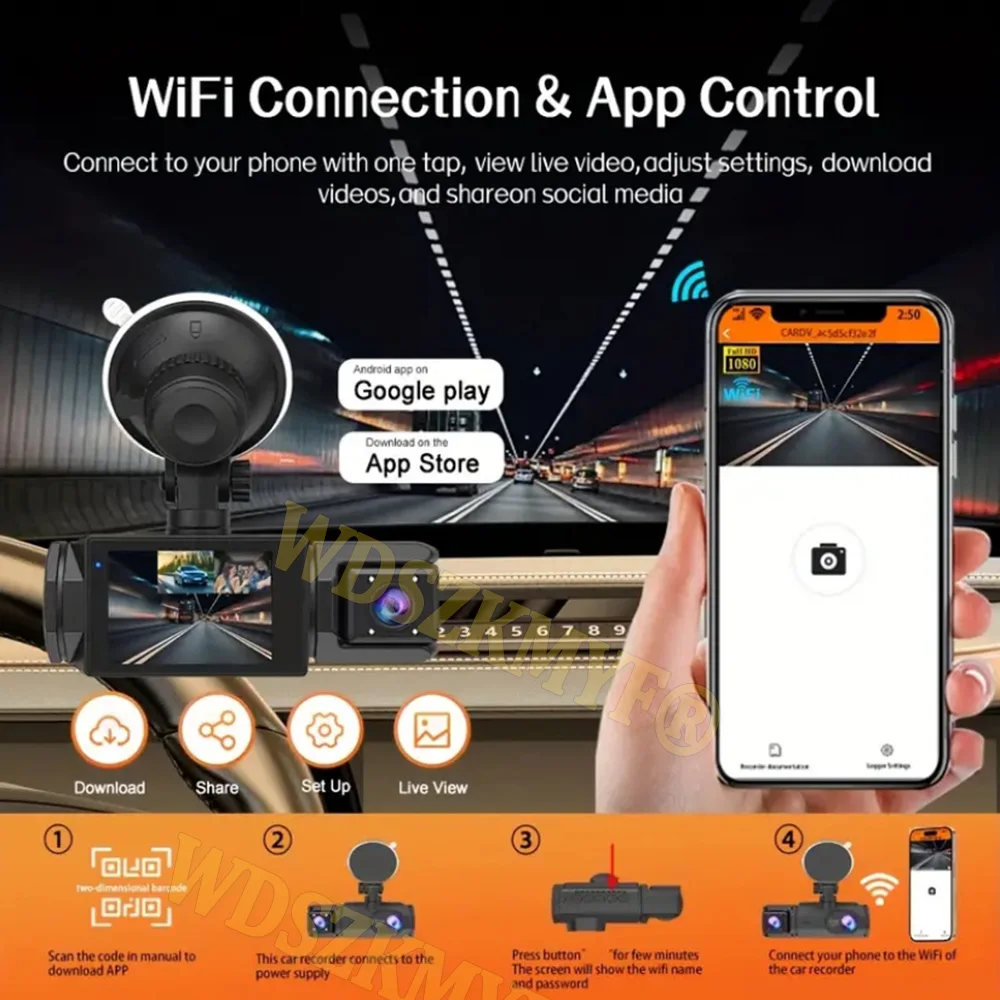 [hot] WIFI&APP Dash Cam Auto For Car Camera HD 1080P Video Recorder 2/3Camera Car DVR Front Rear View Camera Car Accessories