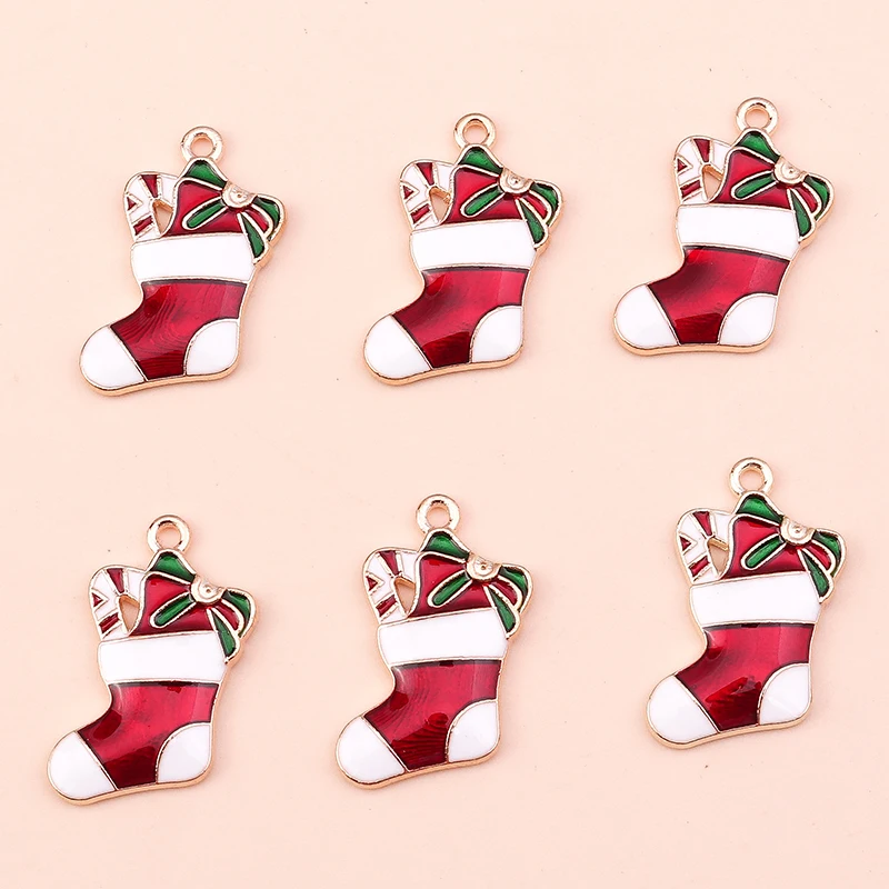10 Stück Mix süße Weihnachtsmann Charms Emaille Weihnachten Schneemann Stiefel Charms Anhänger für Schmuckherstellung DIY Ohrringe Halskette Geschenke – Detail 21