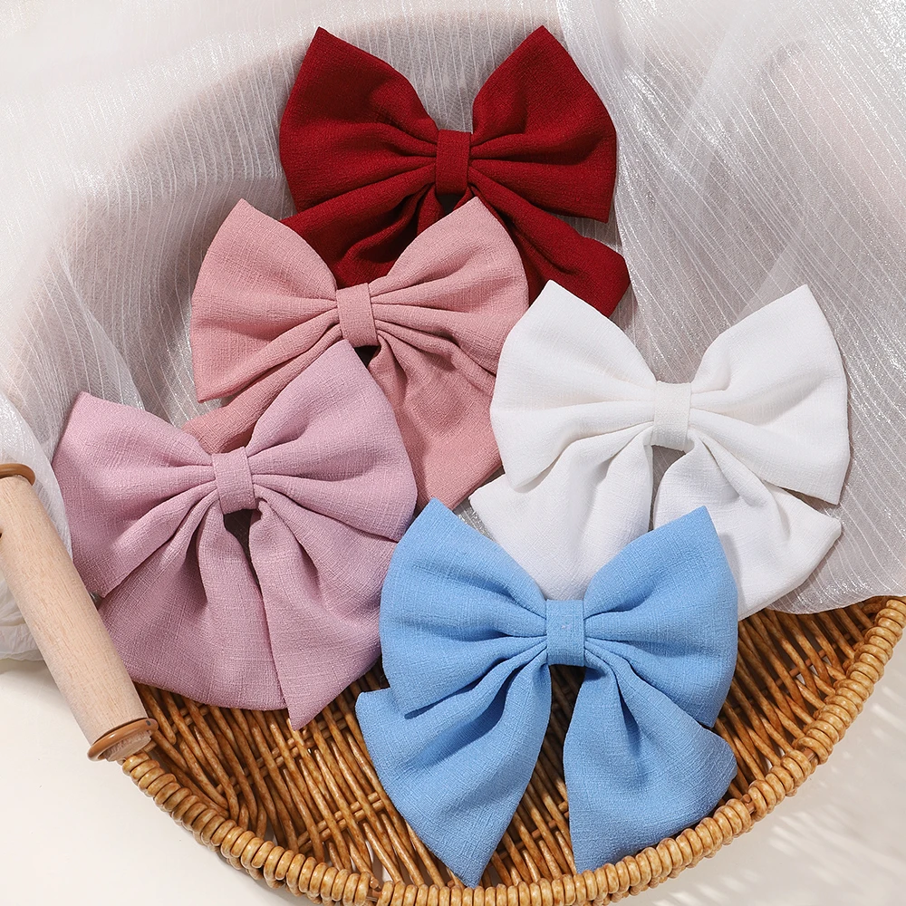 2Pcs/set 4.5Inch Lovely Hair Bows Hair Clips for Girls Grosgrain Ribbon Delicate Hairgrips Headwear Kids Baby Hair Accessories