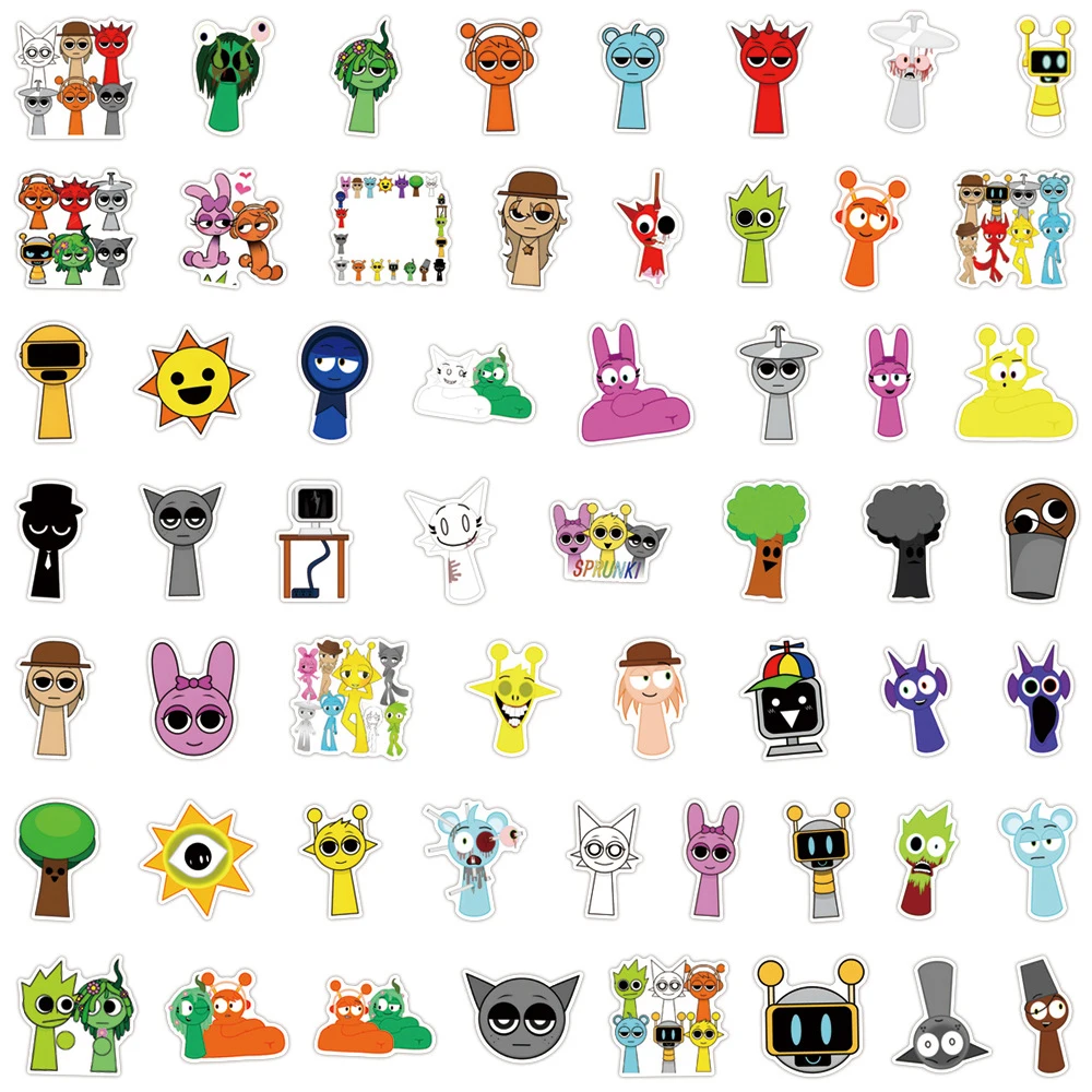 10/30/55pcs Incredibox Sprunki Music Game Stickers Funny Kids Graffiti Toys Cartoon Decals DIY Phone Laptop Notebook Bike Car image 6