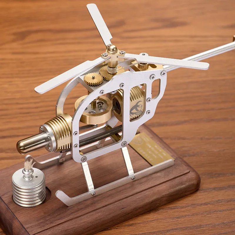 Stirling Engine Helicopter Model Kit Mini Engine Physical Air Energy Aircraft Educational Toy For Boys Men Gift