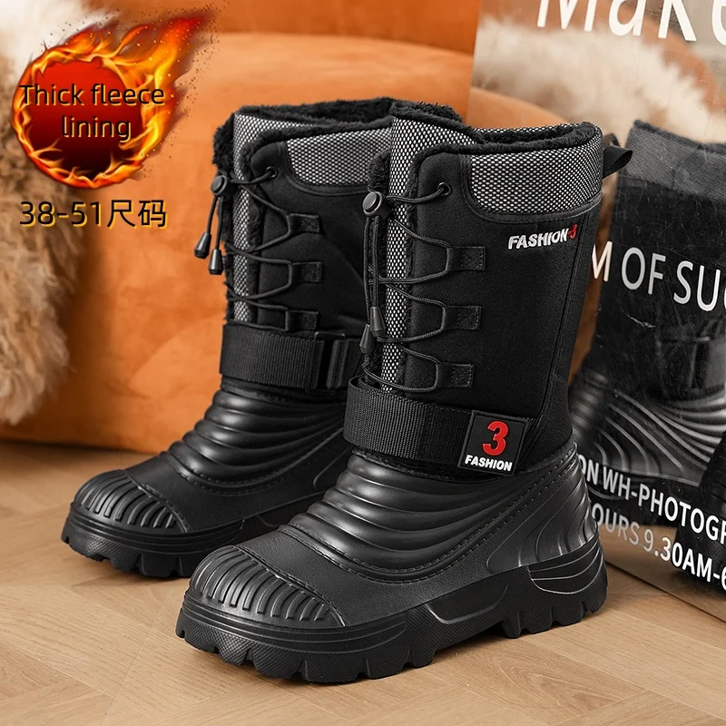 Men Mid Calf Winter Snow Boots Fleece Lined Thickened EVA Waterproof NonSlip Thick Platform Sole Wide Toe Coldproof 38-51