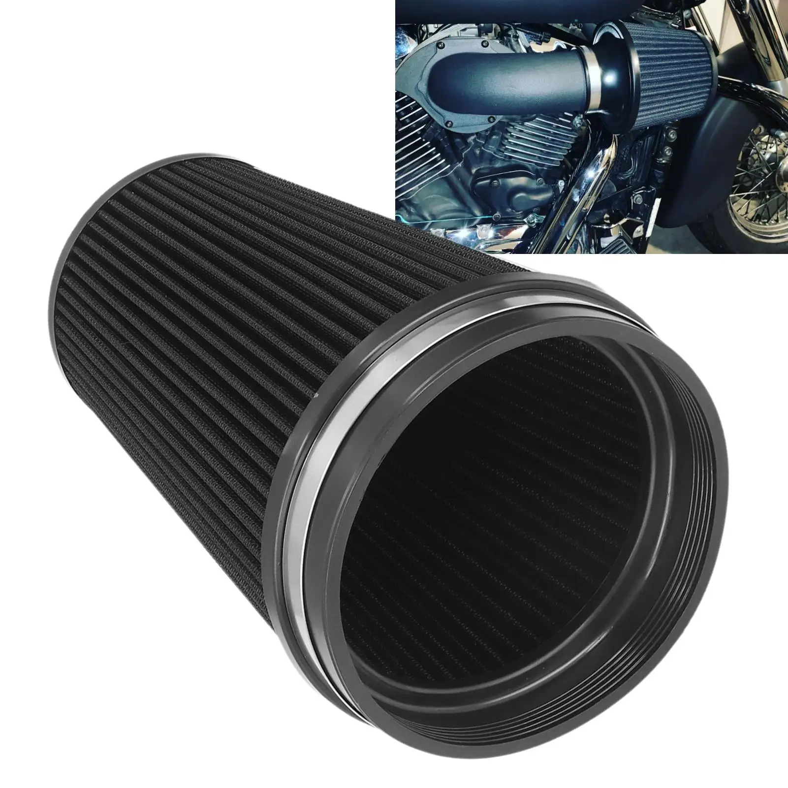 Round Tapered Air Filters 150mm/6in Engine Protection Eco Friendly High Flow Reusable Universal Clamp On Air Filter for car