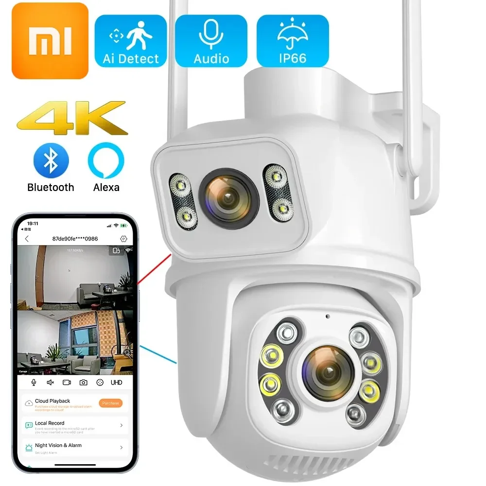 

Xiaomi 8MP 4K PTZ Wifi Camera Dual Lens with Dual Screen Human Auto Tracking Wireless Outdoor Surveillance Camera iCSee