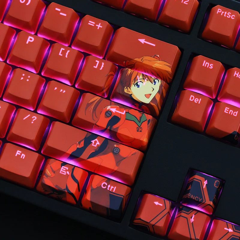 1 Set PBT Dye Subbed Keycaps Cartoon bidimensionale Anime Gaming Key Caps Cherry Profilo Retroilluminato Keycap per Asuka