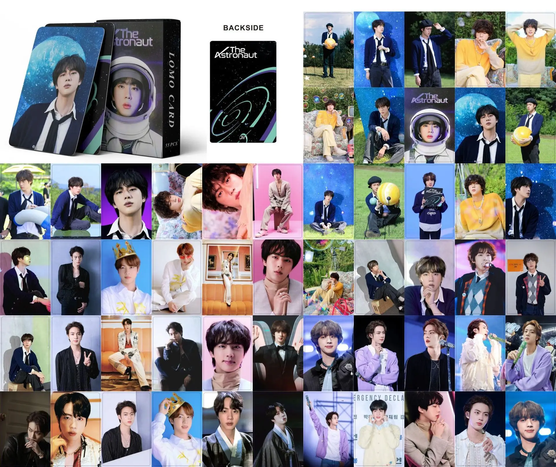 55Pcs/Set Kpop idol Card Jin Album The Astronaut Lomo Card Poster Photocards Collect Cards Postcards Fans Gifts