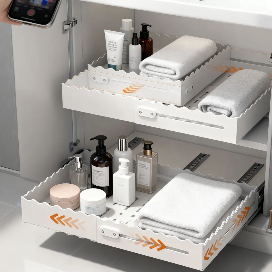 

4-Way Expandable Pull Out Cabinet Organizer， Use Bar Counter Supplies Small Kitchen Gadgets Essential Cooking Tools for Modern