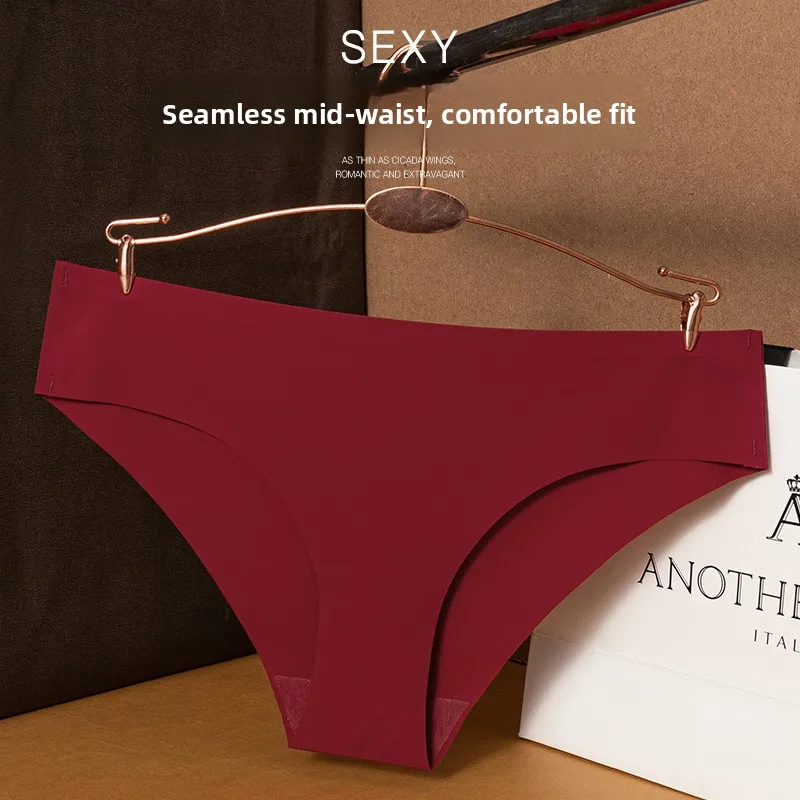 Braguitas de Cintura Baja de Seda de Hielo sin Costuras para Mujer, Corte T-ba, Ropa Interior Femenina Cómoda, Transpirable...