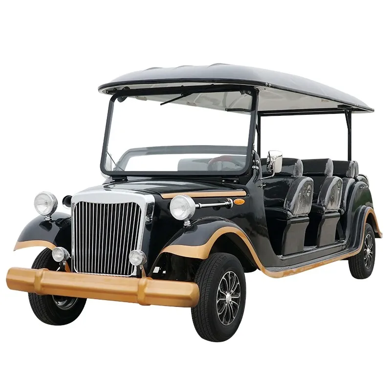 6 8 Seats Electric Car Golf Tourism Carts Vintage Sightseeing Cart for Sale Retro Classic Car