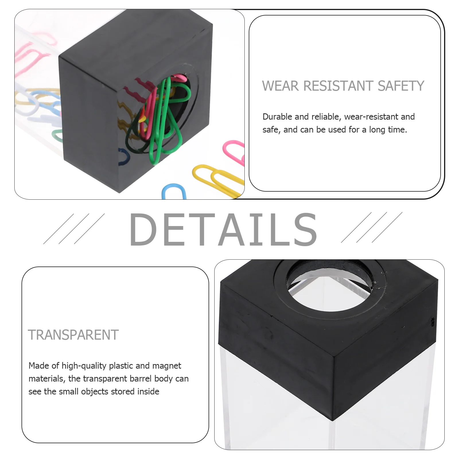 2 Pcs Paper Clip Storage Bucket Photo Holder Organizer Clips Square Container Accessories