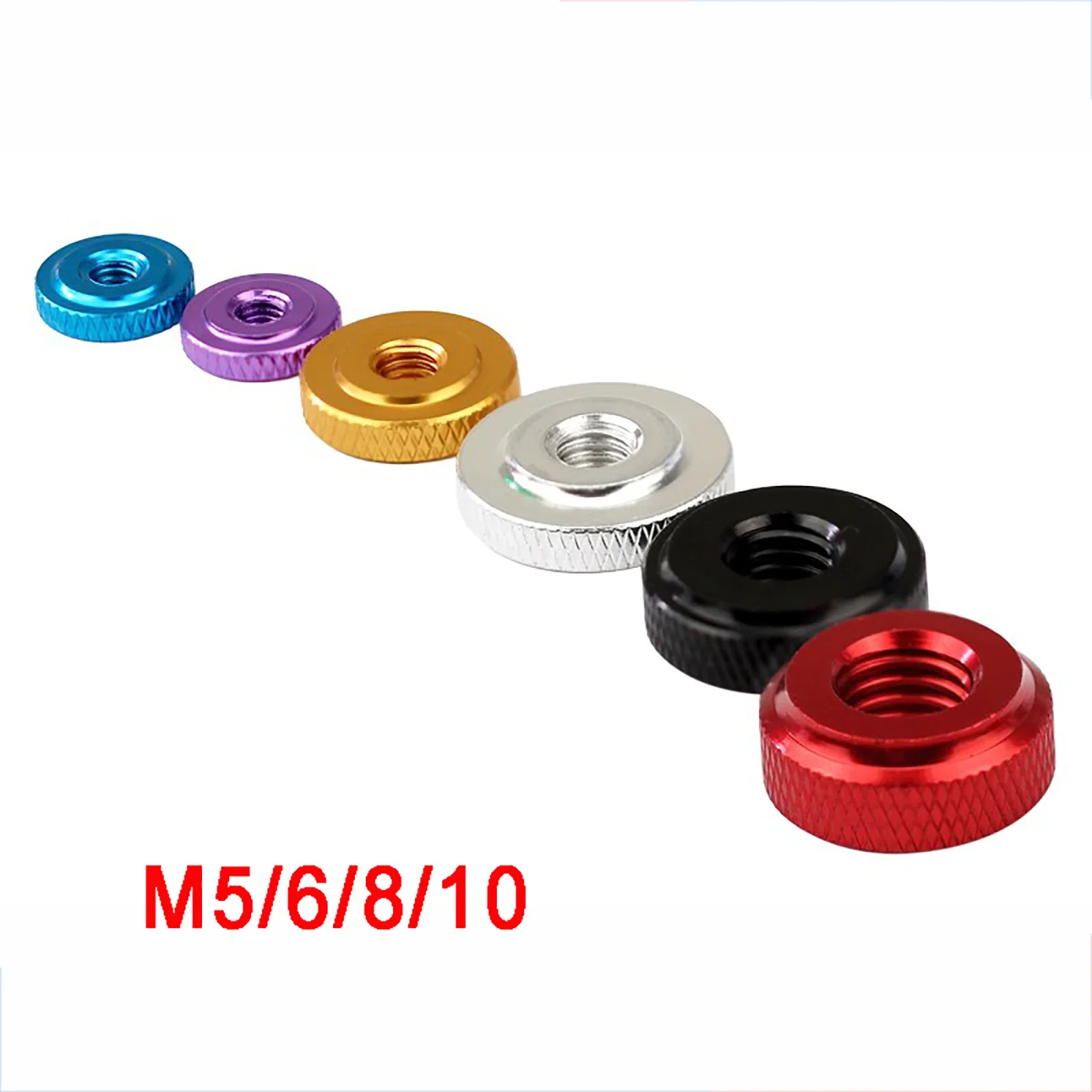 1Pcs Through Hole Nut M5 M6 M8 M10อลูมิเนียม Knurled Thumb Nuts บาง/สูงประเภท Hand Grip ลูกบิด Step Nut