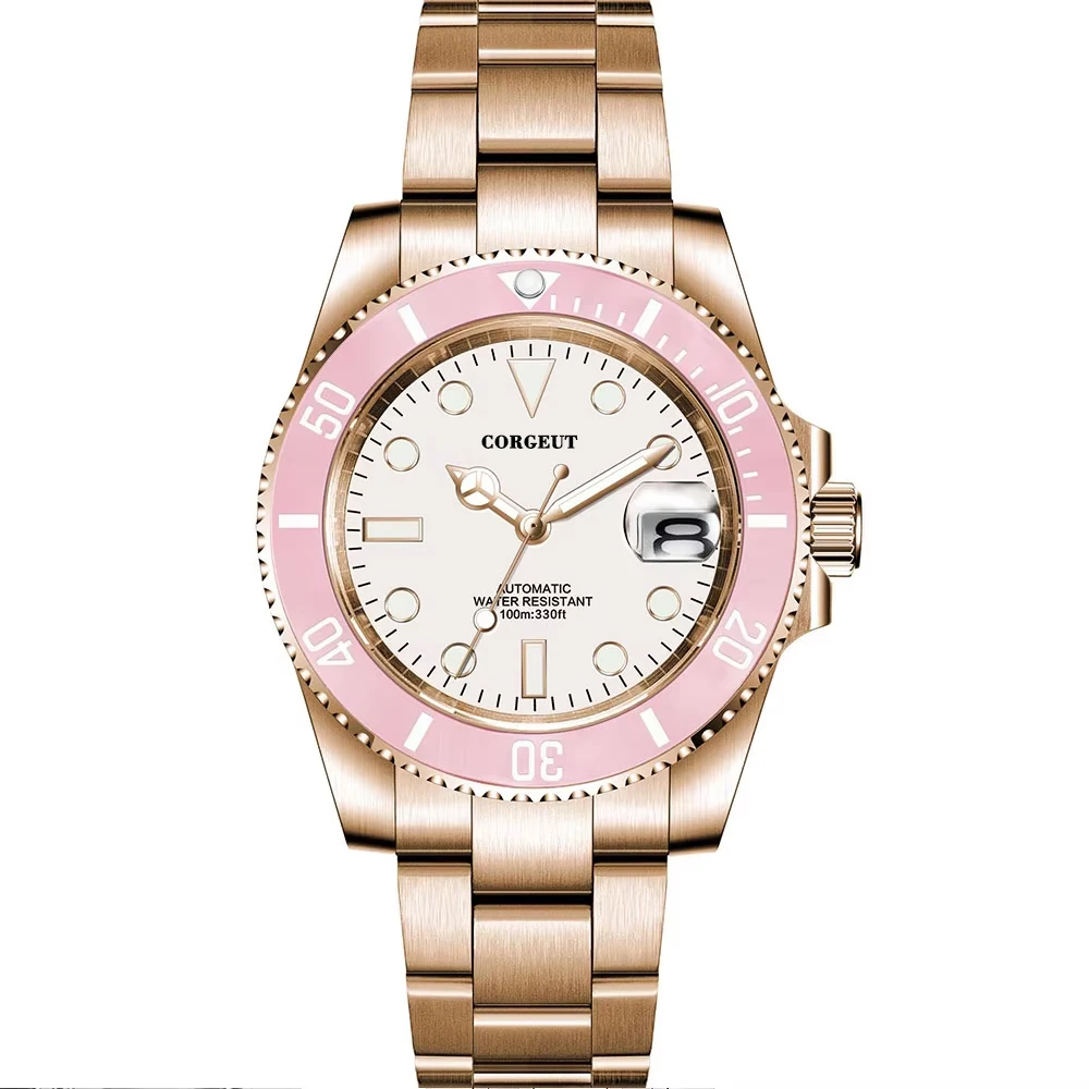 

Мужские автоматические часы Miyota из нержавеющей стали с индивидуальной гравировкой логотипа и подсветкой, 40 мм