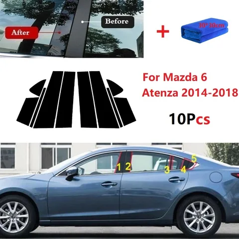 10 шт. оконные столбы, отделка крышки, молдинг для Mazda 6 Atenza 2014-2018, средняя BC колонка, наклейка