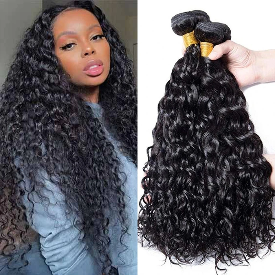 

12A Water Wave Bundles 100% Raw Indian Virgin Human Hair Extensions 1 3 4 Bundles Wet and Wavy Human Hair Weave Cheveux Humain