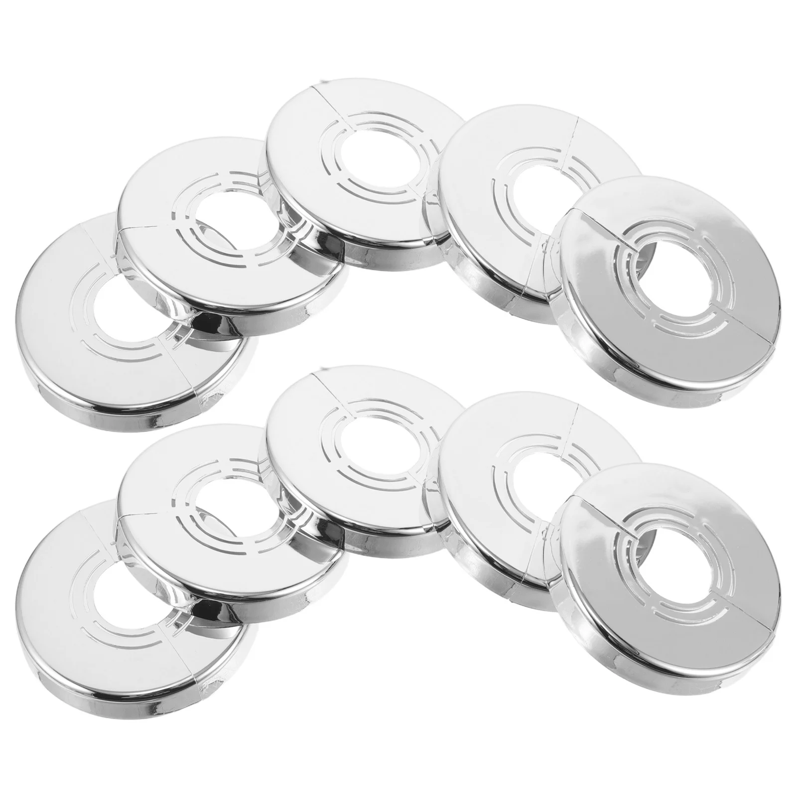 10pcs Decorative Cover 20Mm Silver Plastic Pipe Wall Cover For Shower Flange Water Valve Bathroom Upgrade Split Escutcheon