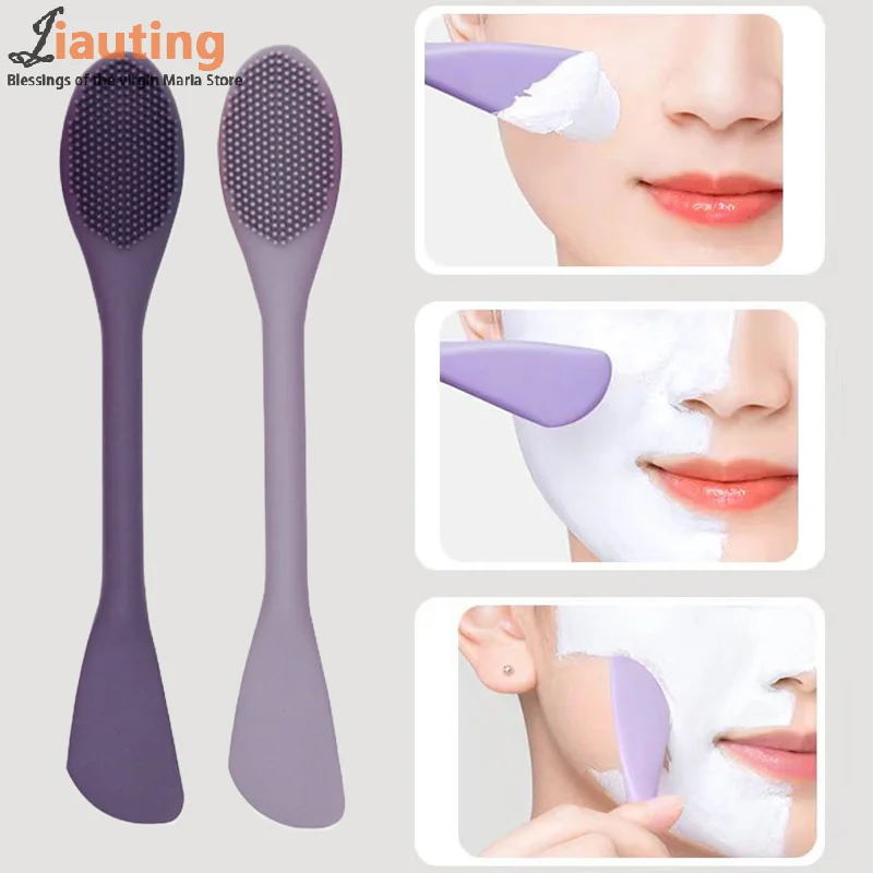 Double Head Silicone Facial Mask Brush Facial Massage Cleaning Brush DIY Mud Film Scraper Facial Care Tool SPA Beauty Salon