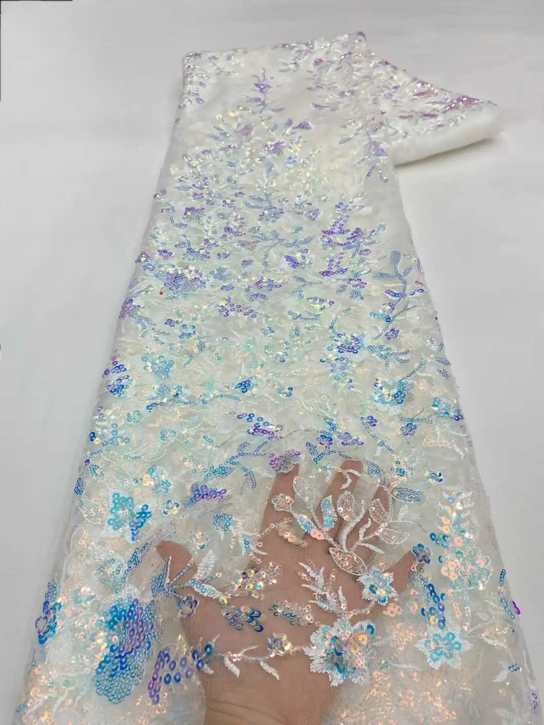 

African Groom Embroidered Sequin Lace Fabric 5 yards French Nigerian Lace Fabric for Wedding Wedding Dress Sewing