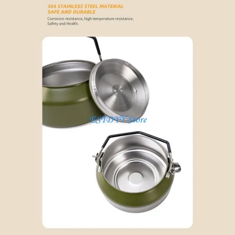 

G6DE Stovetop Teapot with Folding Handle Outdoor Water Jugs Hiking Kitchen Tableware