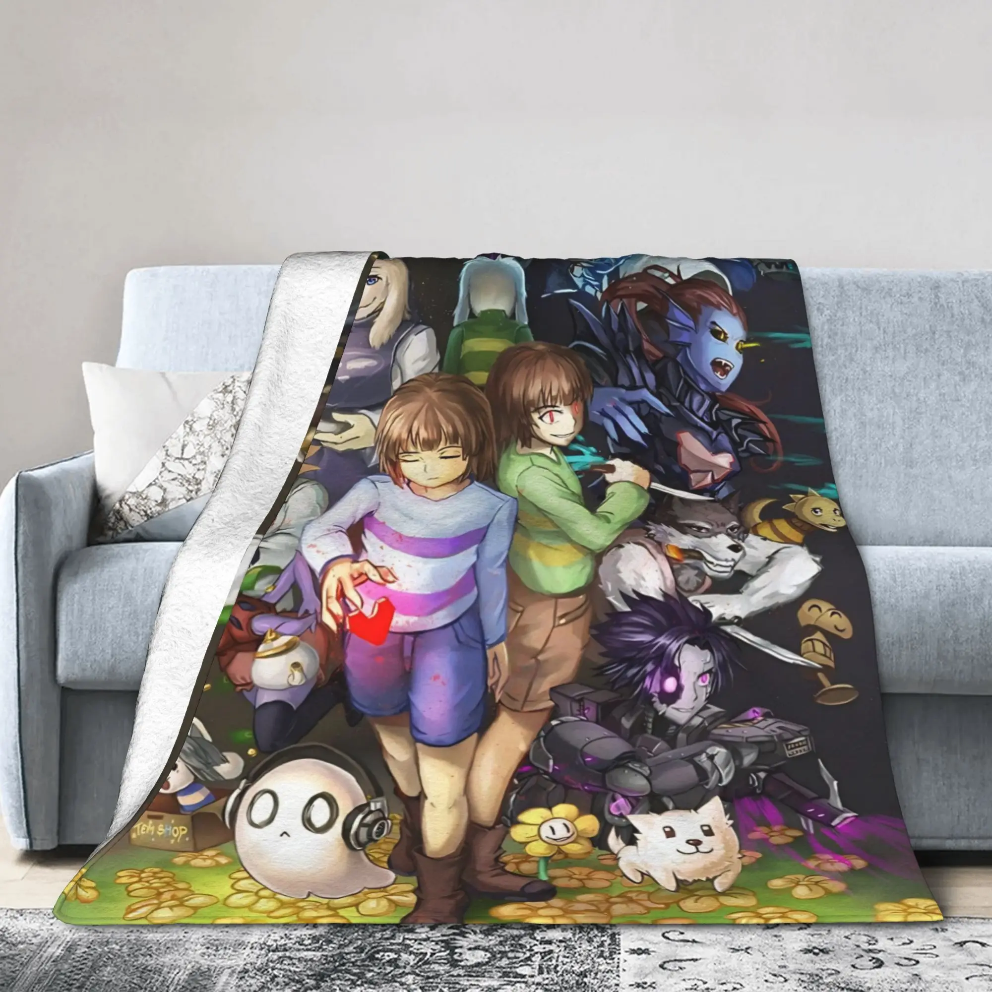 Undertales Sans Game Blanket Cover  Wool Throw Blanket Summer Air Conditioning Decoration Lightweight Bedsprea,