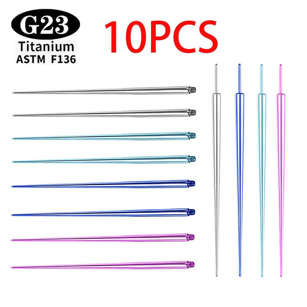 10 Stück ASTM F136 Titan-Einführstifte für Gewinde-Nasenpiercing, Bauch-, Lippen-, Ohr- und Augenbrauenwerkzeuge, Einführstifte