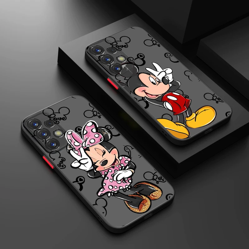 Disney Mickey Minnie Phone Case For Samsung S24 S23 S22 S21 S20 FE S10 S9 Plus Ultra Pro 5G Frosted Translucent Matter Cover