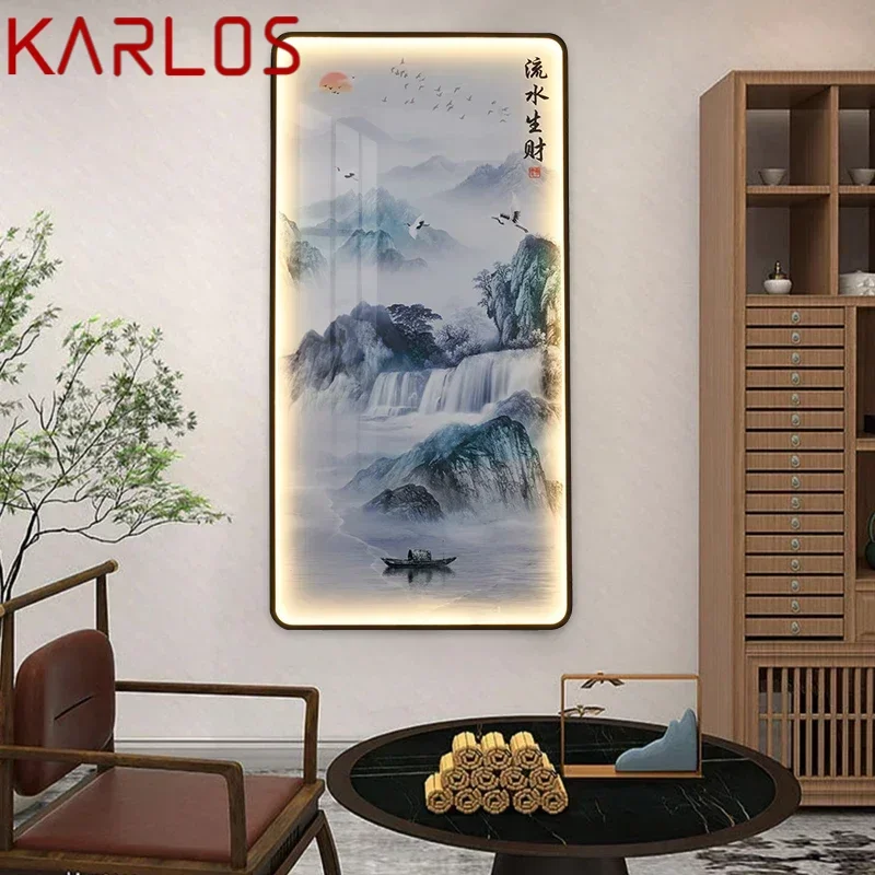 KARLOS-Lámpara LED de pared con imagen moderna, candelabro Mural de paisaje creativo para el hogar, sala de estar, estudio, decoración del pasillo