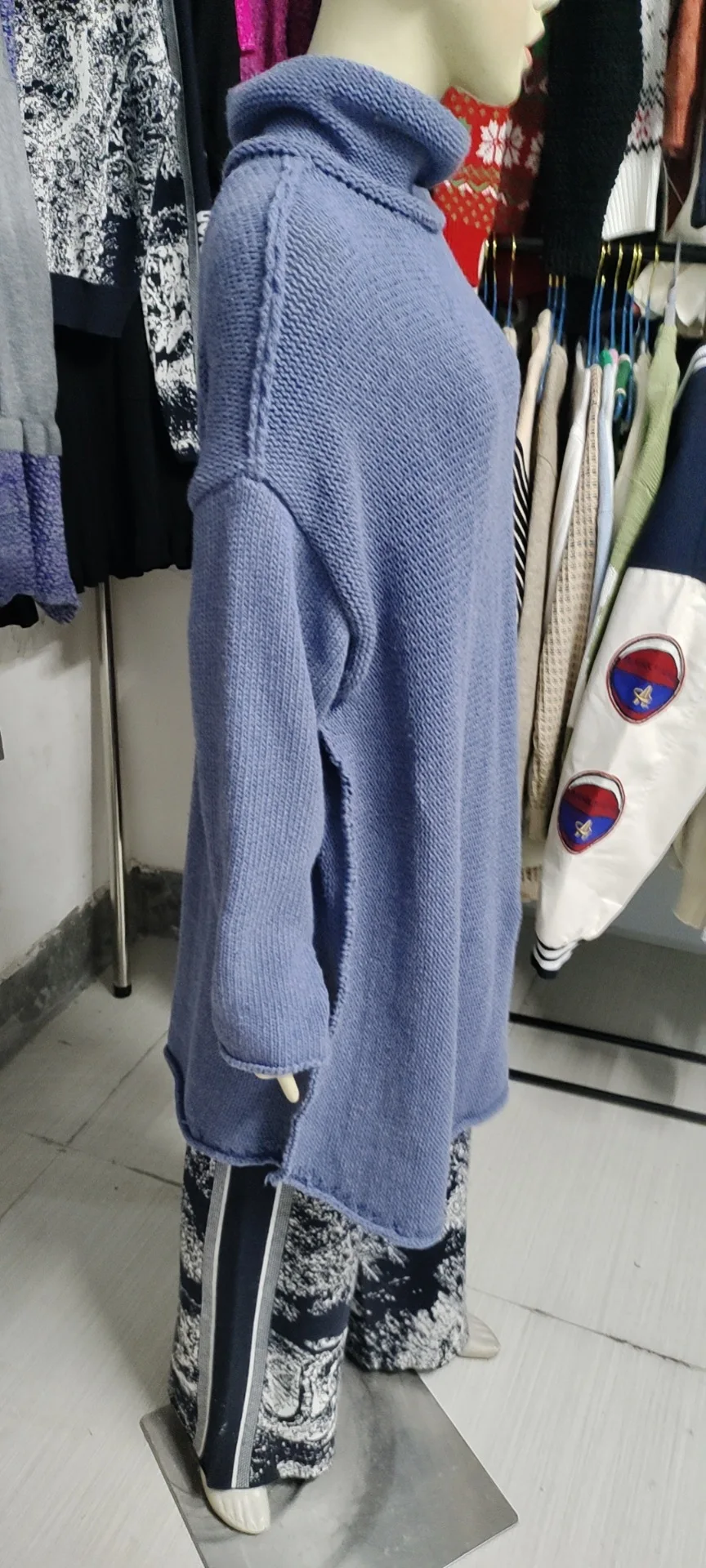 2025 New Sweater Stack Collar Sweater Craft Long Sleeve