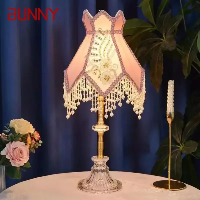 

BUNNY French Table Lamp American Retro Living Room Bedroom Villa European Pastoral Creative Tassels Desk Light