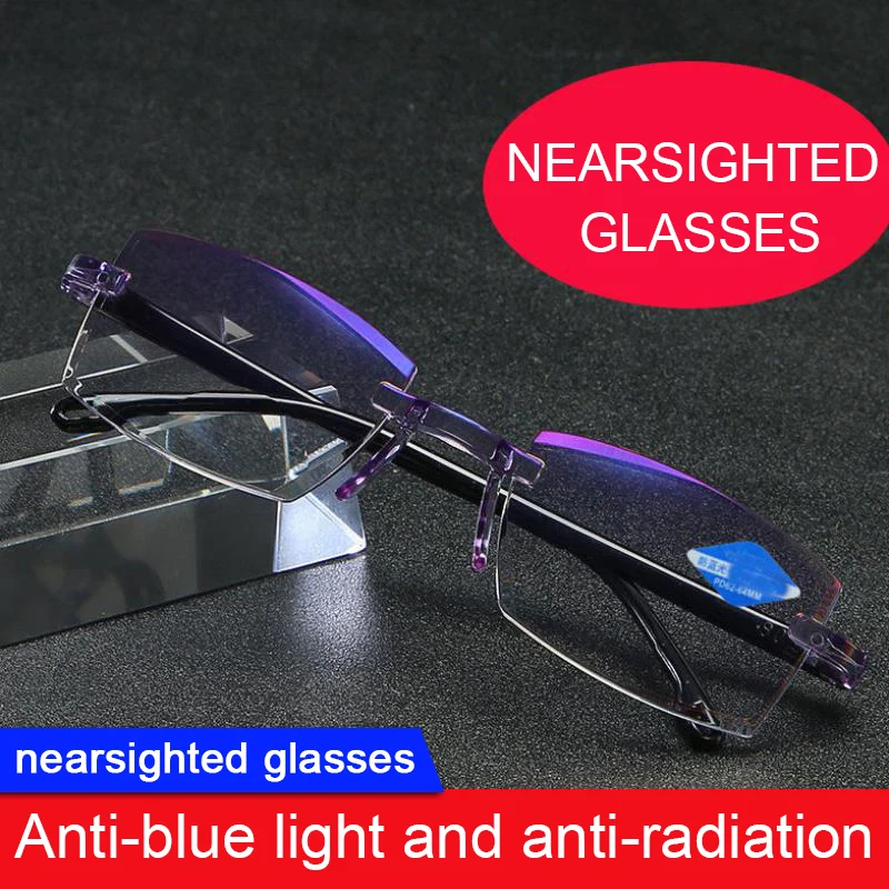 Reading Glasses Bifocal Diopter Rimless Presbyopia Eyewear Blue Light Blocking Frameless Glasses High Hardness Eyewear Women Men