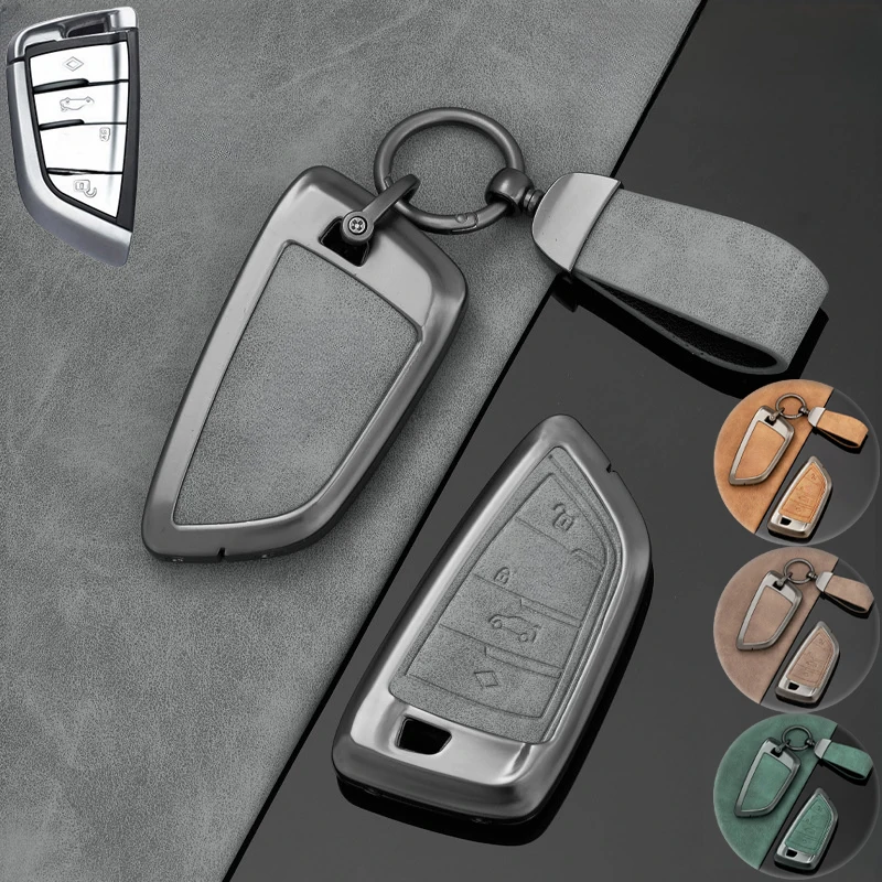 Zinc Alloy Leather Car Key Fob Case Cover For BMW 1 2 3 4 5 6 7 8 Series M5 X1 X2 X3 X4 X5 X6 X7